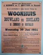 Affiche Notaris Woonhuis, bouwland en hooiland 1954 originee, Ophalen of Verzenden