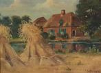 J Defrenne: Hoeve met hooimijt (schilderij), Antiek en Kunst, Ophalen