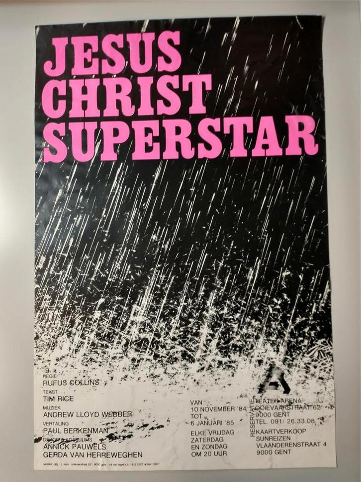 Jesus Christ Superstar 1984 teater arena gent affiche, Collections, Posters & Affiches, Utilisé, Enlèvement ou Envoi