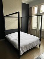 Hemelbed (2 pers.) eik donker gebeitst + lattoflex +matras, Ophalen, Tweepersoons, Zo goed als nieuw, 200 cm