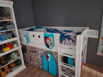 Lit Flexa évolutif mi-hauteur en blanc, Enlèvement, Comme neuf, Lit mi-hauteur mezzanine