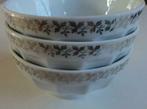 3 Franse spoelkommen, goudkleurige randjes, binnenkant rozen, Ophalen of Verzenden