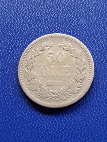 1899 Zweden 50 ore in zilver Oskar II