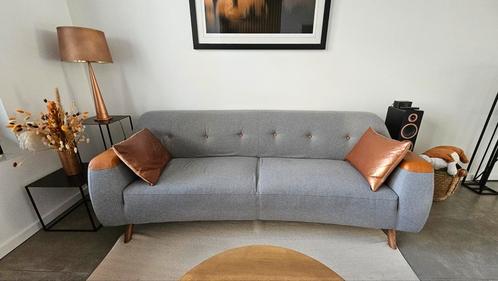 3zit zetel met bijzettafeltjes met bloemen en lamp, Huis en Inrichting, Zetels | Zetels, Gebruikt, Stof, Ophalen