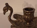 Massieve decoratieve handkandelaar pauw, Antiek en Kunst, Ophalen, Koper of Brons