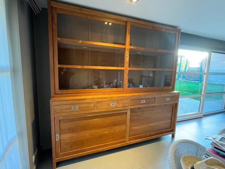 Grote teaken kast, Huis en Inrichting, Kasten | Buffetkasten, Zo goed als nieuw, 200 cm of meer, 200 cm of meer, 25 tot 50 cm
