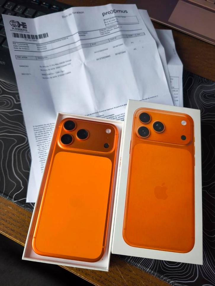 iPhone 17 pro max 256 Go orange, Télécoms, Téléphonie mobile | Housses, Coques & Façades | Apple iPhone, Comme neuf, Enlèvement ou Envoi