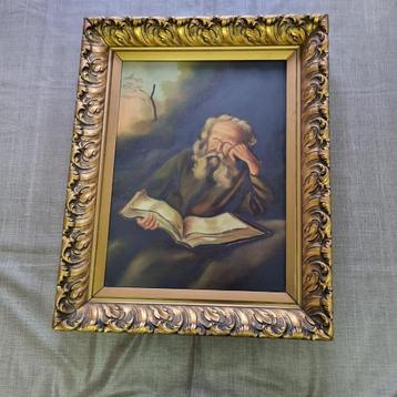 Olieverf op doek - Geleerde met boek beschikbaar voor biedingen