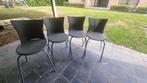 Plastic stoelen 4 st, Ophalen, Kunststof, Gebruikt, Bruin