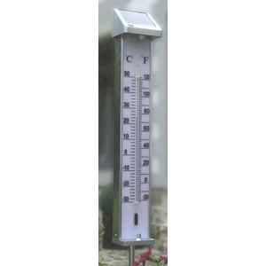 TUINTHERMOMETER ALUMINIUM SOLAR 80cm, Maison & Meubles, Accessoires pour la Maison | Thermomètres, Neuf, Thermomètre extérieur
