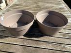 2 Taupe / bruine bloembakken, Tuin, Kunststof, Minder dan 30 cm, Minder dan 60 cm