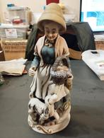 Een beeld een vrouw met hond bij zich kleur verschillende kl, Ophalen