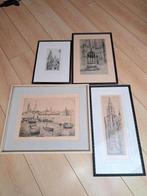 4 etsen romain malfliet van Antwerpen, Antiek en Kunst, Kunst | Etsen en Gravures, Ophalen