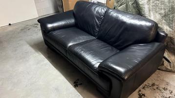 Zetel in zwart leder, goede staat beschikbaar voor biedingen