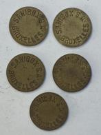 Jetons, penningen Sanibox, Bruxelles, 21 mm, 5 st, Postzegels en Munten, Penningen en Medailles, Overige materialen, Ophalen of Verzenden