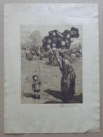 ROMEO DUMOULIN / MARCHANDE BALLONS / ZW-W ETS / 38x28cm SIG, Enlèvement ou Envoi