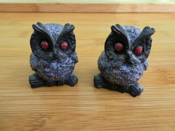 Twee leuke glinsterende uiltjes, Verzamelen, Beelden en Beeldjes, Nieuw, Dier, Ophalen of Verzenden