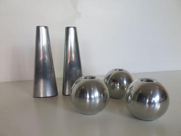 set van 7 vintage aluminium IKEA kandelaars beschikbaar voor biedingen
