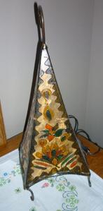 Luminaire oriental artisanal – 50 cm peau décorée à la main, Enlèvement ou Envoi, Comme neuf, Métal, 50 à 75 cm