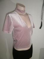 Divided croptop crop top en velours vieux rose top 'XS', Comme neuf, Manches courtes, Taille 34 (XS) ou plus petite, Rose