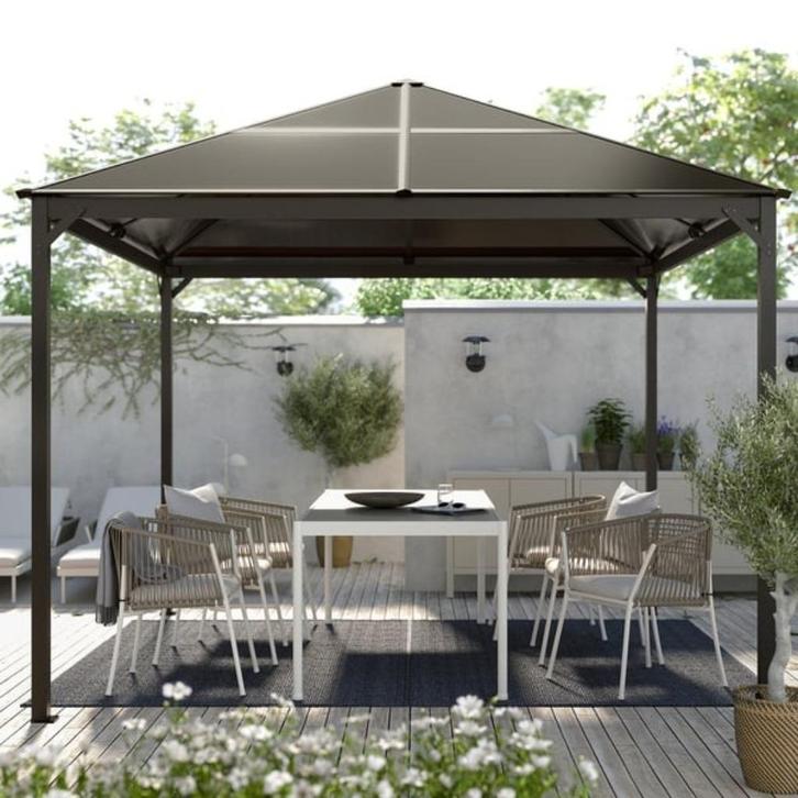 IKEA Fagelon party tent staal zwart 300 x 300 cm, Tuin en Terras, Overige Tuin en Terras, Zo goed als nieuw, Ophalen