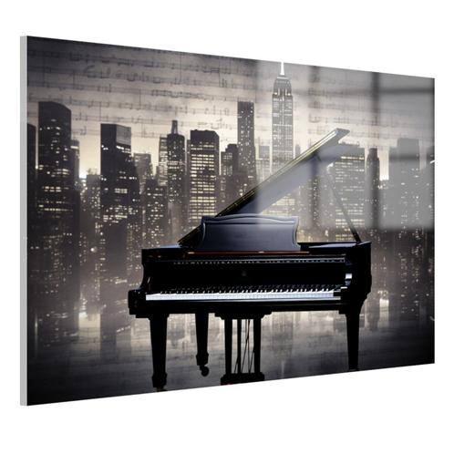 Piano Glasschilderij 75x50cm + Ophangsysteem, Antiek en Kunst, Kunst | Schilderijen | Modern, Verzenden