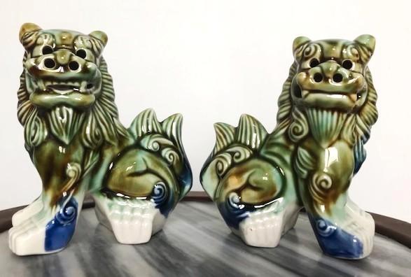 Foo dogs tempelleeuwen Chinese, Antiek en Kunst, Kunst | Beelden en Houtsnijwerken, Ophalen of Verzenden