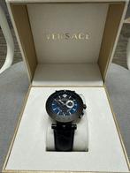 Versace herenhorloge blauw, Handtassen en Accessoires, Ophalen of Verzenden, Nieuw, Staal, Leer