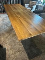 Massief eiken tafel met stalen spidervoet, Ophalen, 100 tot 150 cm, 200 cm of meer, Zo goed als nieuw
