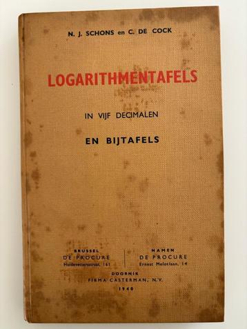 Schons De Cock Logarithmentafels in 5 Decimalen 1940
