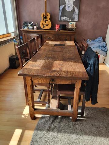 Massief eikenhouten tafel + 6 stoelen, Ophalen