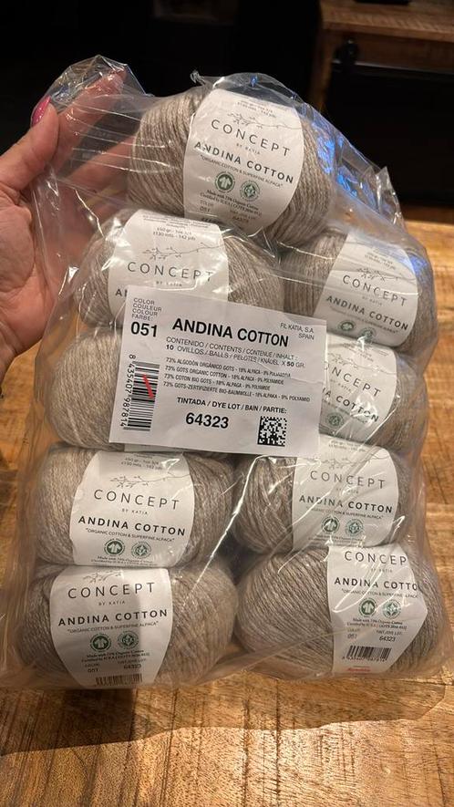 Concept by Katia Andina Cotton Beige nr 51 lot 9 bollen, Hobby en Vrije tijd, Breien en Haken, Nieuw, Ophalen of Verzenden