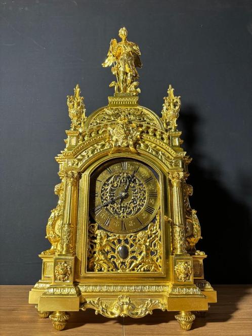 (46) Antieke Zware Franse Regency Bronzen Pendule ca.1870, Antiek en Kunst, Antiek | Klokken, Ophalen of Verzenden