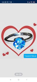 Bague en argent massif avec topaze bleue naturelle, Bijoux, Sacs & Beauté, Avec pierre précieuse, Bleu, Argent, Femme