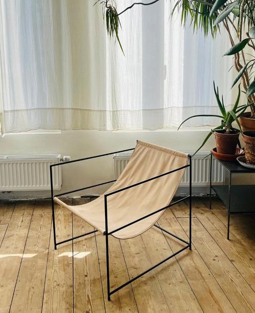 Design Fauteuil, Huis en Inrichting, Fauteuils, Zo goed als nieuw, Leer, Metaal, Minder dan 50 cm, Minder dan 75 cm, Ophalen