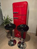 2 chaises de bar noires réglables en hauteur avec chrome, Enlèvement