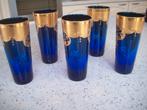 5 hand vergulde drink glazen, Enlèvement ou Envoi, Comme neuf, Verre à eau