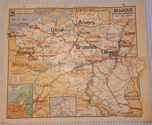 Carte scolaire ancienne - Belgique - Vidal Lablache n25, Antiquités & Art, Antiquités | Cartes scolaires, Géographie, Enlèvement