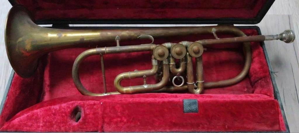 Amati Kraslice draaiventiel-trompet, Muziek en Instrumenten, Blaasinstrumenten | Trompetten, Ophalen, Gebruikt, Overige typen