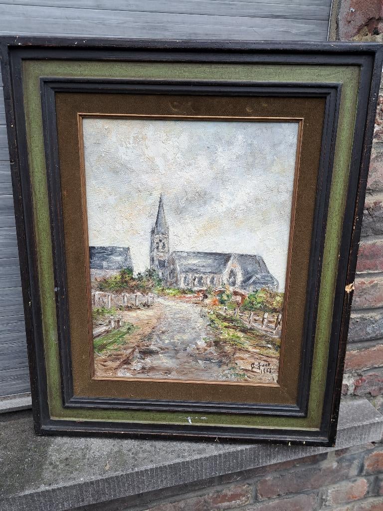 huile sur toile village signe a foor, Enlèvement ou Envoi