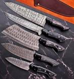 Nieuwe 5-delige stalen messenset met lederen draagtas, Ophalen of Verzenden, Hout