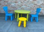 Ikea mammut ronde tafel met 2 stoelen en 1 krukje, Ophalen, Gebruikt, Tafel