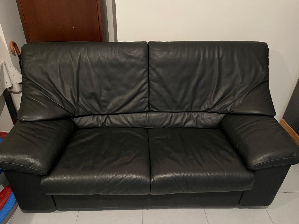 2.5 zit Jori zwart lederen zetel, Enlèvement, Cuir