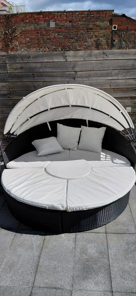 Loungeset, zwarte rotan kussens inbegrepen, Ophalen, Rotan