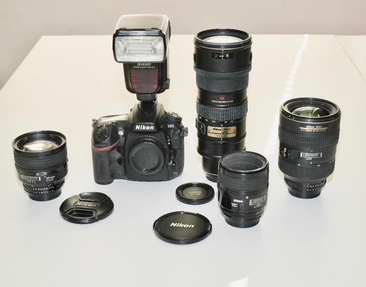 Nikon D800 set met 4 nikkor lenzen en 1 Nikon flits, Audio, Tv en Foto, Fotocamera's Digitaal, Zo goed als nieuw, Spiegelreflex