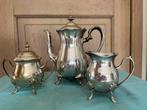 Koffiekan, melkkan en suikerpot, verzilverd., Ophalen of Verzenden