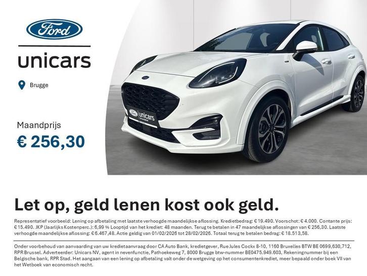 Ford Puma 1.0i Ecoboost mHEV 92kW ST-Line, Auto's, Ford, Bedrijf, Te koop, Puma, Airconditioning, Bluetooth, Climate control, Cruise Control