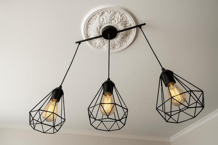 hanglamp met 3 smart lampen (LSC) – zwart metaal, Huis en Inrichting, Lampen | Kroonluchters, Zo goed als nieuw, Metaal, Ophalen