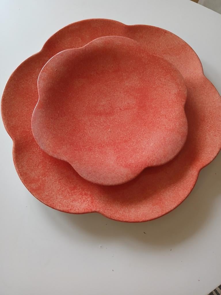 Maryse Boxer Diner- en Dessertborden - Zalmroze  zeldzaam, Antiek en Kunst, Antiek | Schalen, Ophalen