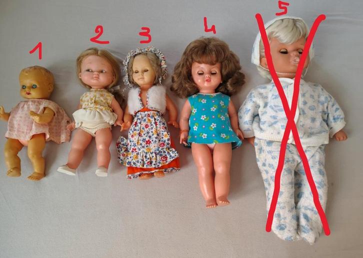 4 vintage poppen eind jaren 60/ begin 70, Verzamelen, Poppen, Pop, Ophalen of Verzenden